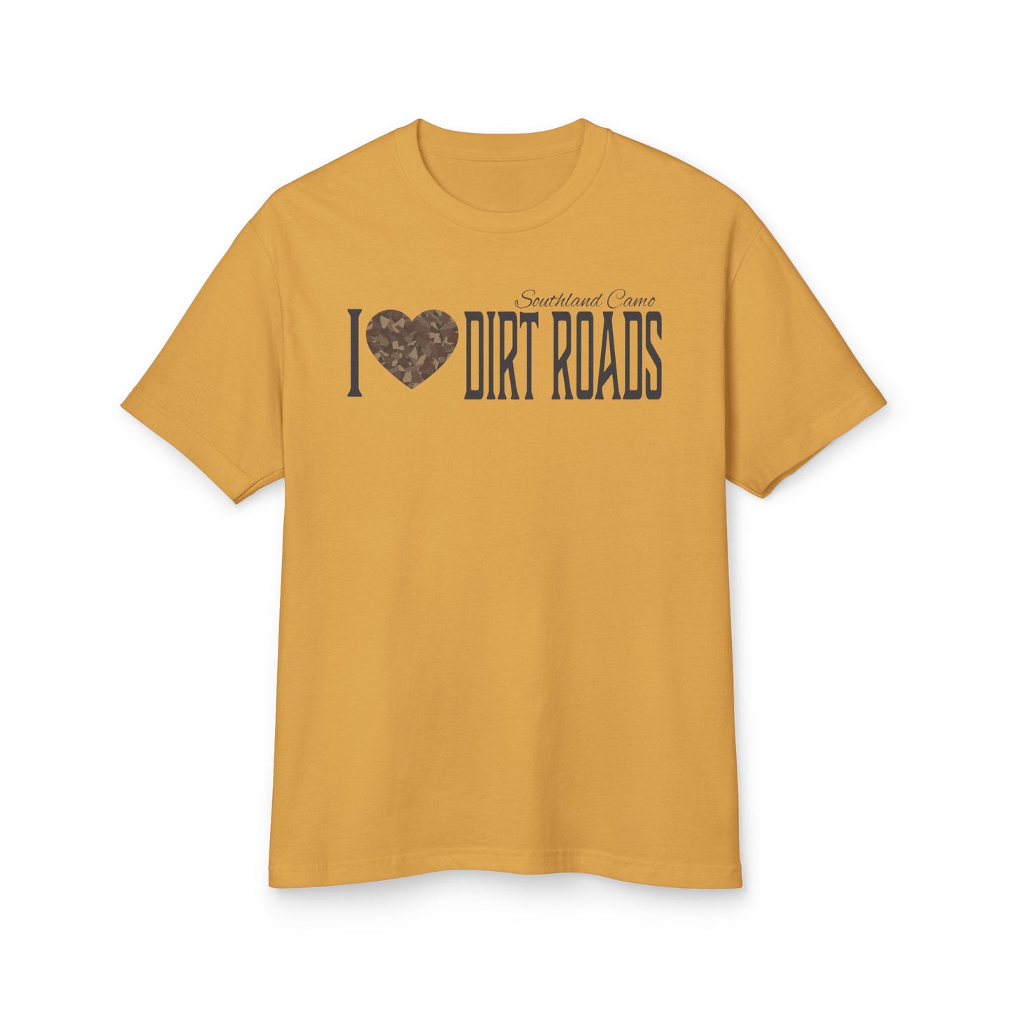 I Love Dirt Roads Unisex Heavyweight Tee - Perfect for Dirt road Lovers
